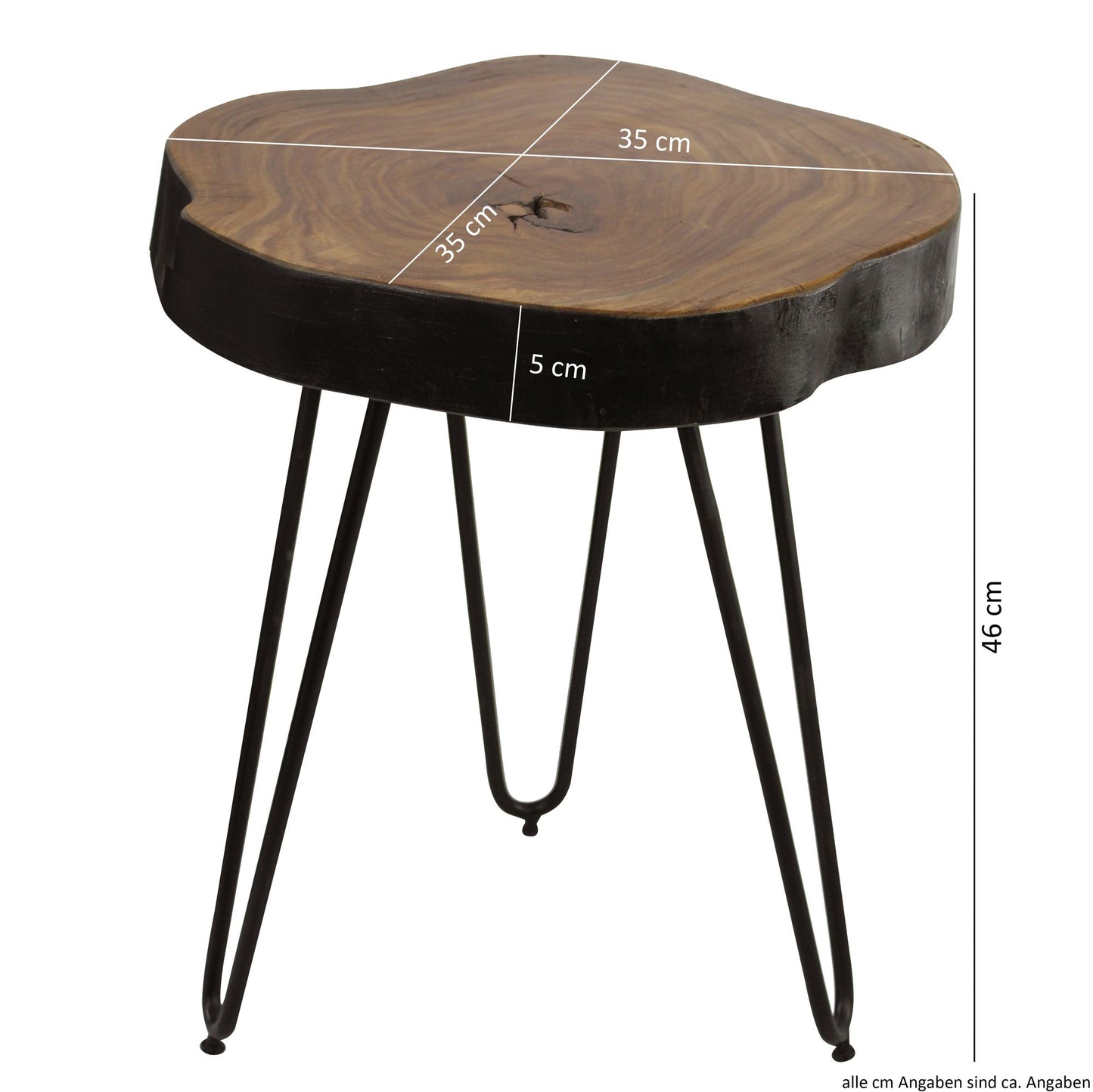 Massivholz Sheesham Beistelltisch BAGLI 35 mal 35 cm Wohnzimmertisch Massiv Anstelltisch Holztisch Echtholz Baumkante