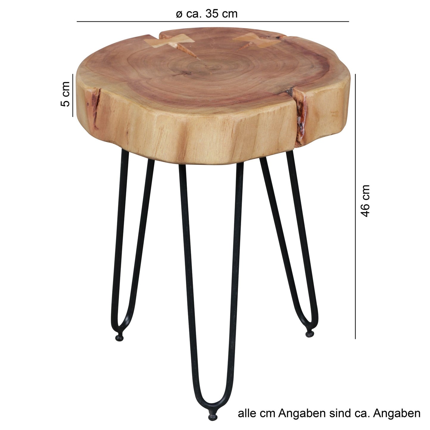 Massivholz Akazie Beistelltisch BAGLI 30 mal 30 cm Wohnzimmertisch Massiv Anstelltisch Holztisch Echtholz Baumkante