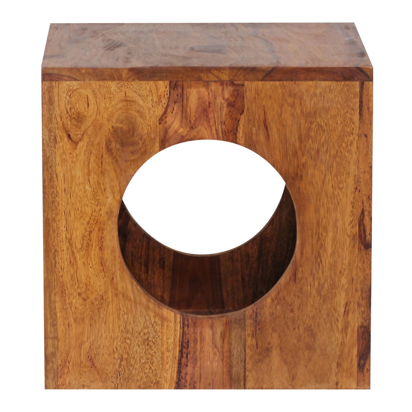 Beistelltisch MUMBAI Sheesham Massivholz 35 mal 35 mal 35 cm Cube Wohnzimmertisch Design Aufbewahrungstisch modern Kleiner Holztisch in Wuerfel Form Quadratischer Dekotisch mit Stauraum