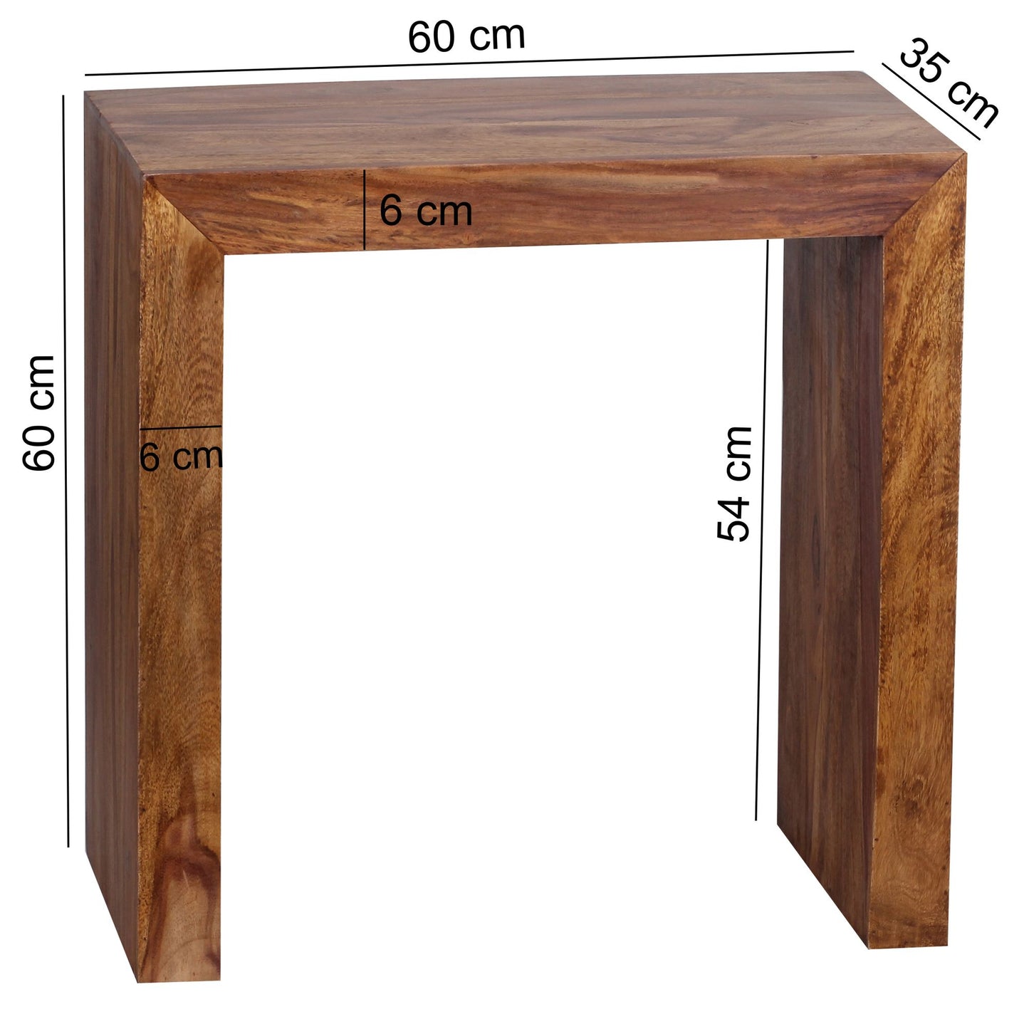 Beistelltisch MUMBAI Massiv Holz Sheesham 60 mal 35 cm Wohnzimmer Tisch Design dunkel braun Landhaus Stil Couchtisch
