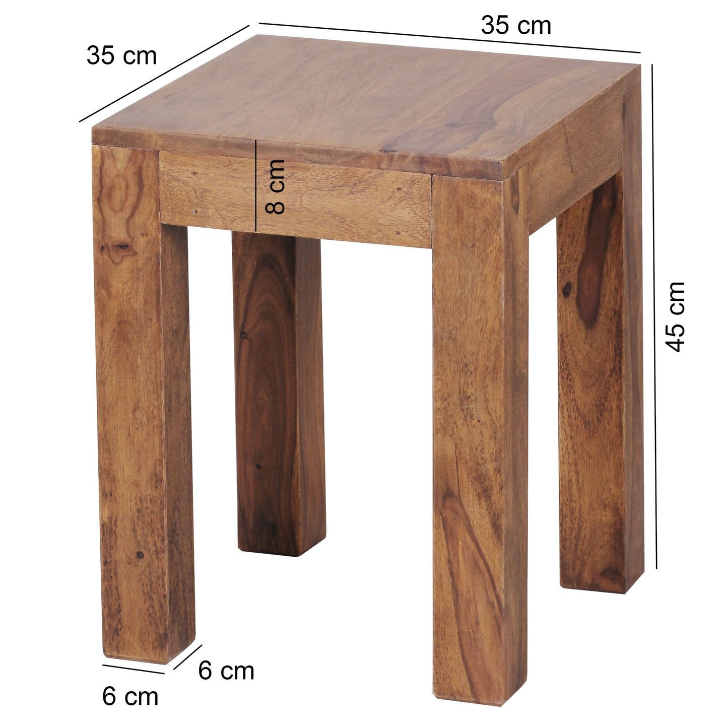 Beistelltisch MUMBAI Massiv Holz Sheesham 35 mal 35 cm Wohnzimmer Tisch Design dunkel braun Landhaus Stil Couchtisch