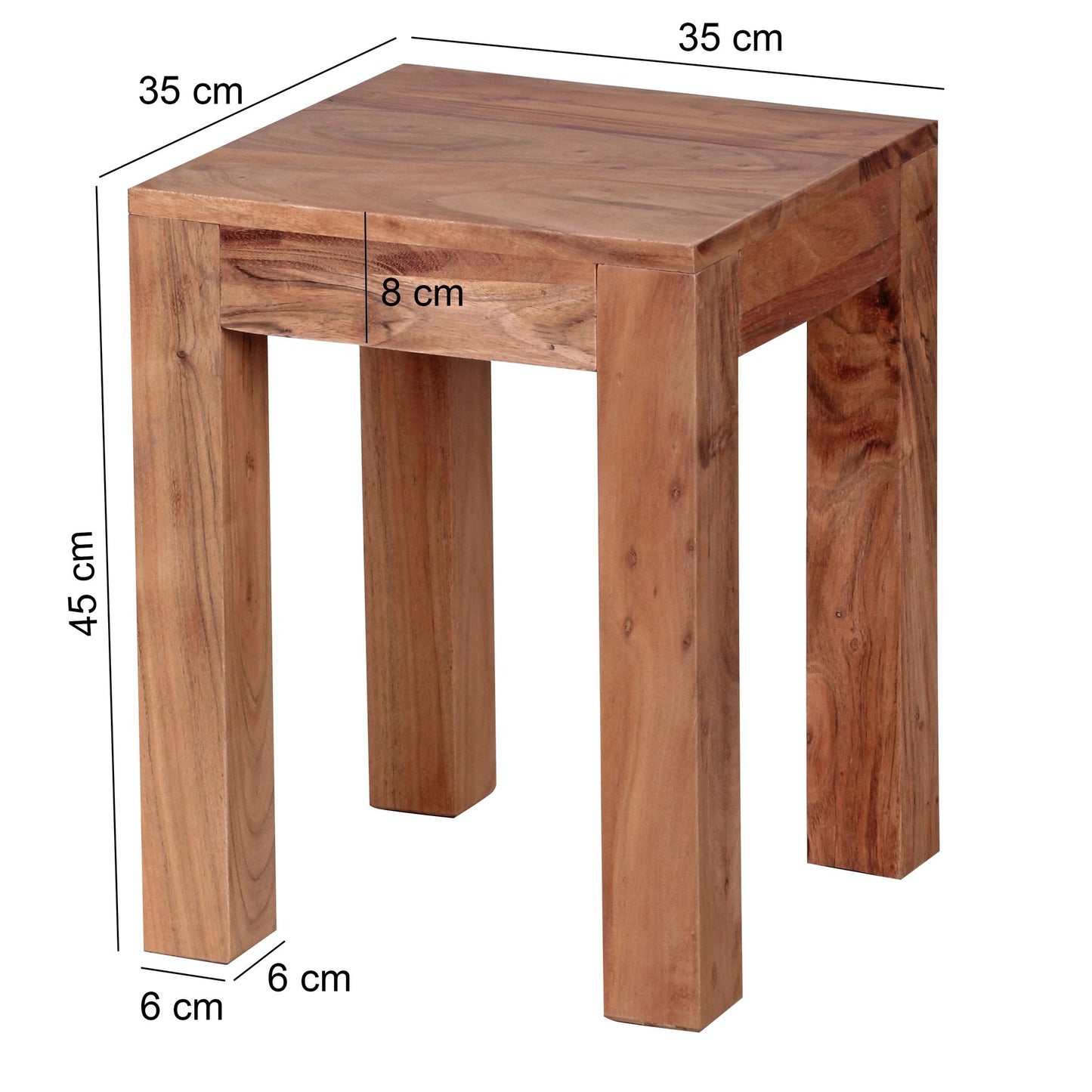 Beistelltisch MUMBAI Massiv Holz Akazie 35 mal 35 cm Wohnzimmer Tisch Design dunkel braun Landhaus Stil Couchtisch