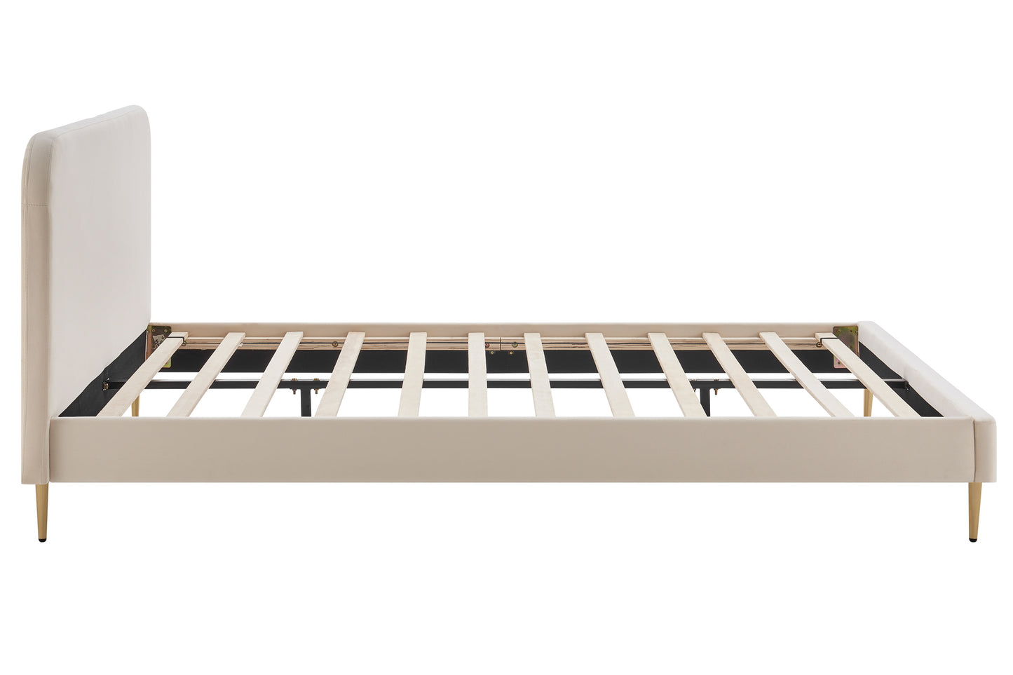 Polsterbett mit Samtbezug Beige 140x200 cm