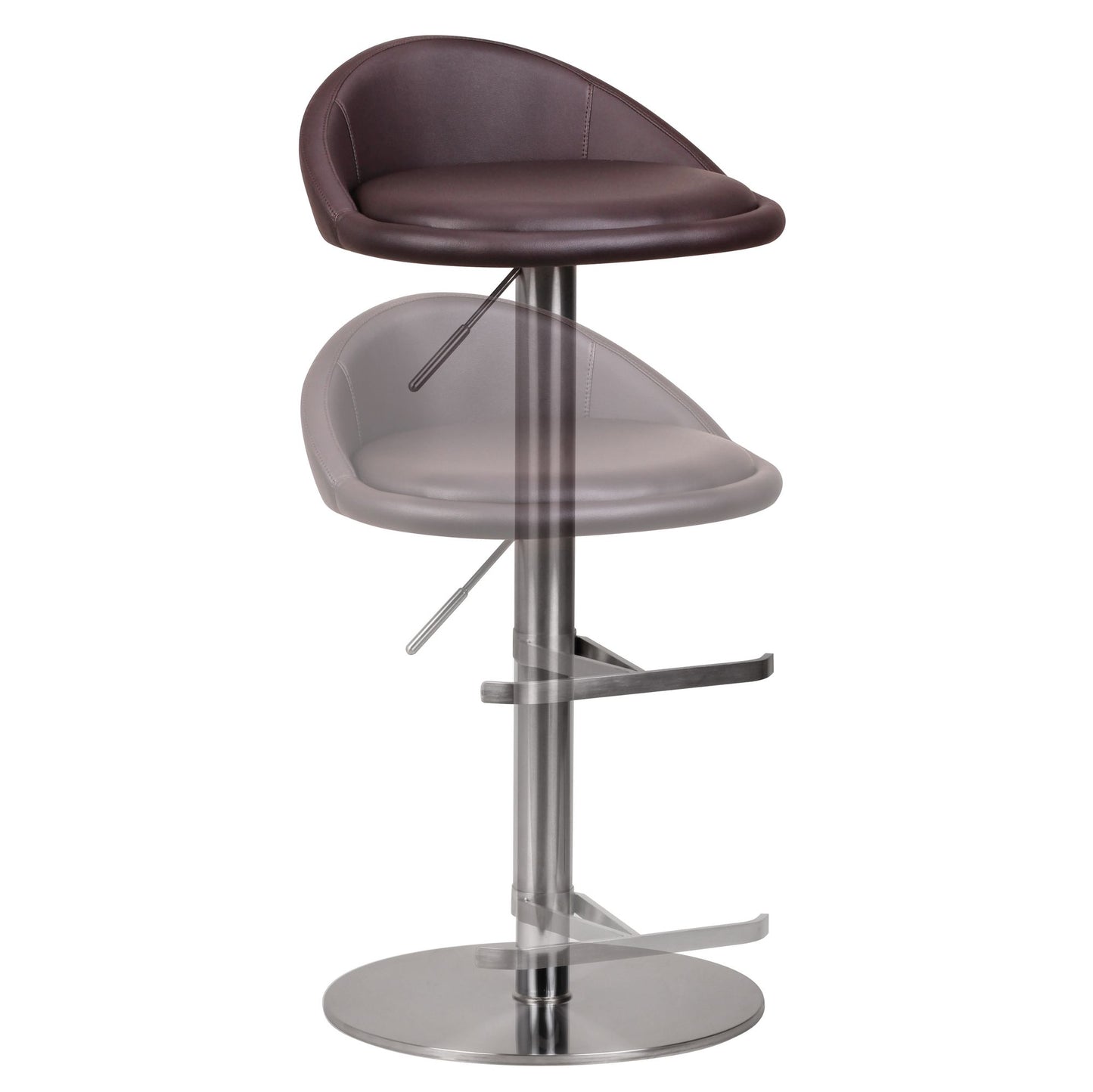 Barhocker WL1.602 Braun Edelstahl hoehenverstellbare Sitzhoehe 54 79 cm Design Barstuhl mit Rueckenlehne Bistrohocker Barsitz Gepolstert Thekenhocker 360° Drehbar Tresenstuhl Modern