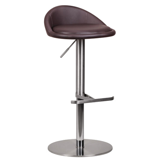 Barhocker WL1.602 Braun Edelstahl hoehenverstellbare Sitzhoehe 54 79 cm Design Barstuhl mit Rueckenlehne Bistrohocker Barsitz Gepolstert Thekenhocker 360° Drehbar Tresenstuhl Modern