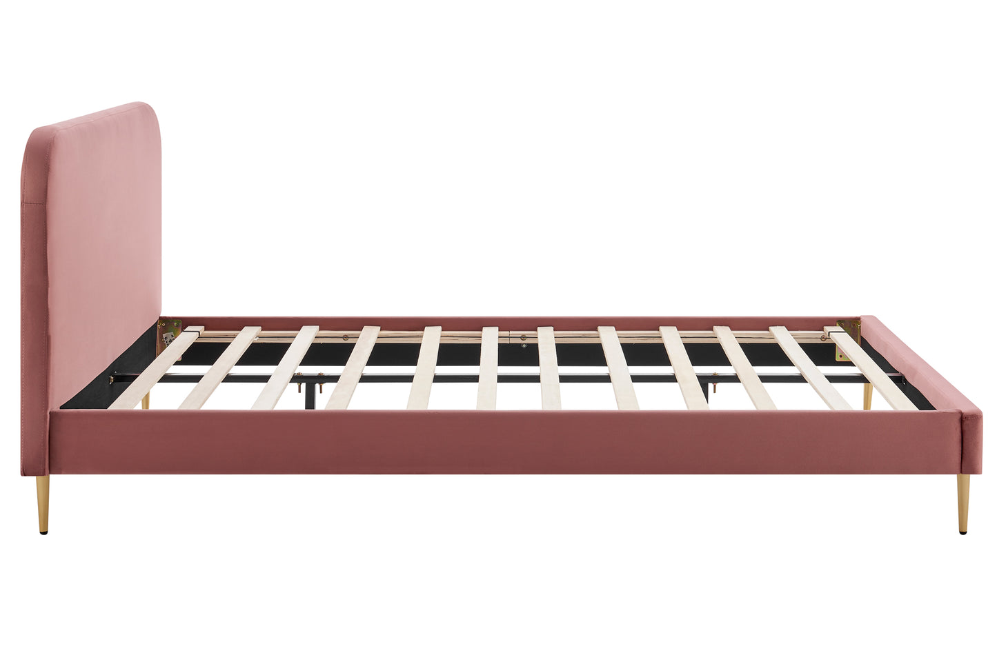 Polsterbett mit Samtbezug Rose 140x200 cm