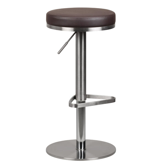 Barhocker WL1.612 Braun Edelstahl hoehenverstellbare Sitzhoehe 57   82 cm Barstuhl Modern 360° Drehbar Tresenhocker mit Standfuss Design Bistrohocker Hoch Tresenstuhl Sitz Gepolstert