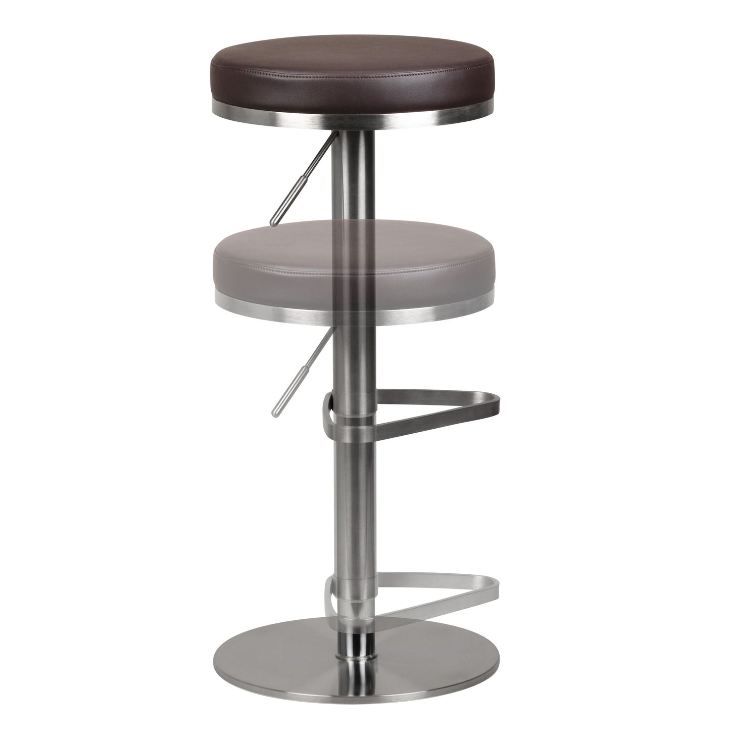 Barhocker WL1.612 Braun Edelstahl hoehenverstellbare Sitzhoehe 57   82 cm Barstuhl Modern 360° Drehbar Tresenhocker mit Standfuss Design Bistrohocker Hoch Tresenstuhl Sitz Gepolstert