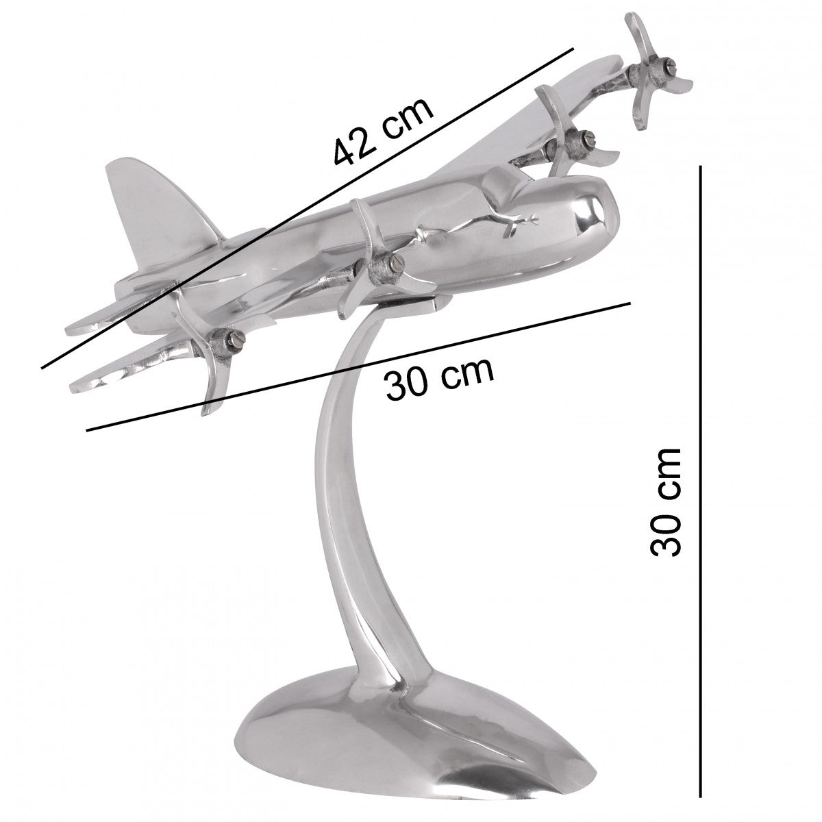 Design Deko Flugzeug Propeller aus Aluminium Farbe Silber