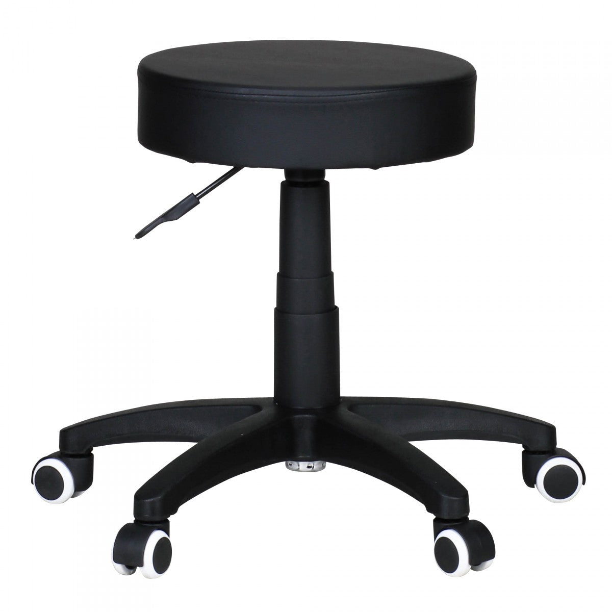 Hocker Design Arbeitshocker Kunstleder Schwarz Sitzhocker mit Rollen Rollhocker gepolstert ohne Lehne