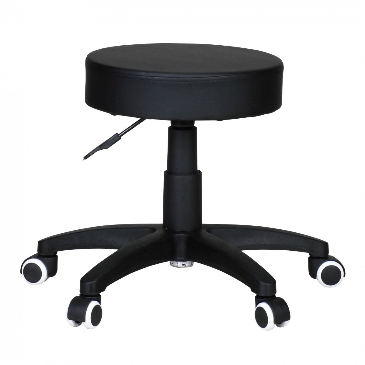Hocker Design Arbeitshocker Kunstleder Schwarz Sitzhocker mit Rollen Rollhocker gepolstert ohne Lehne
