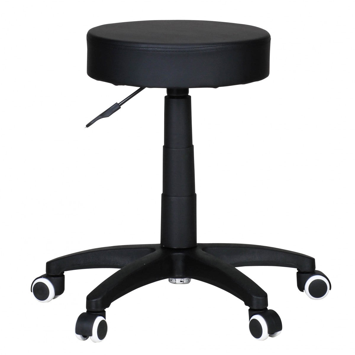 Hocker Design Arbeitshocker Kunstleder Schwarz Sitzhocker mit Rollen Rollhocker gepolstert ohne Lehne