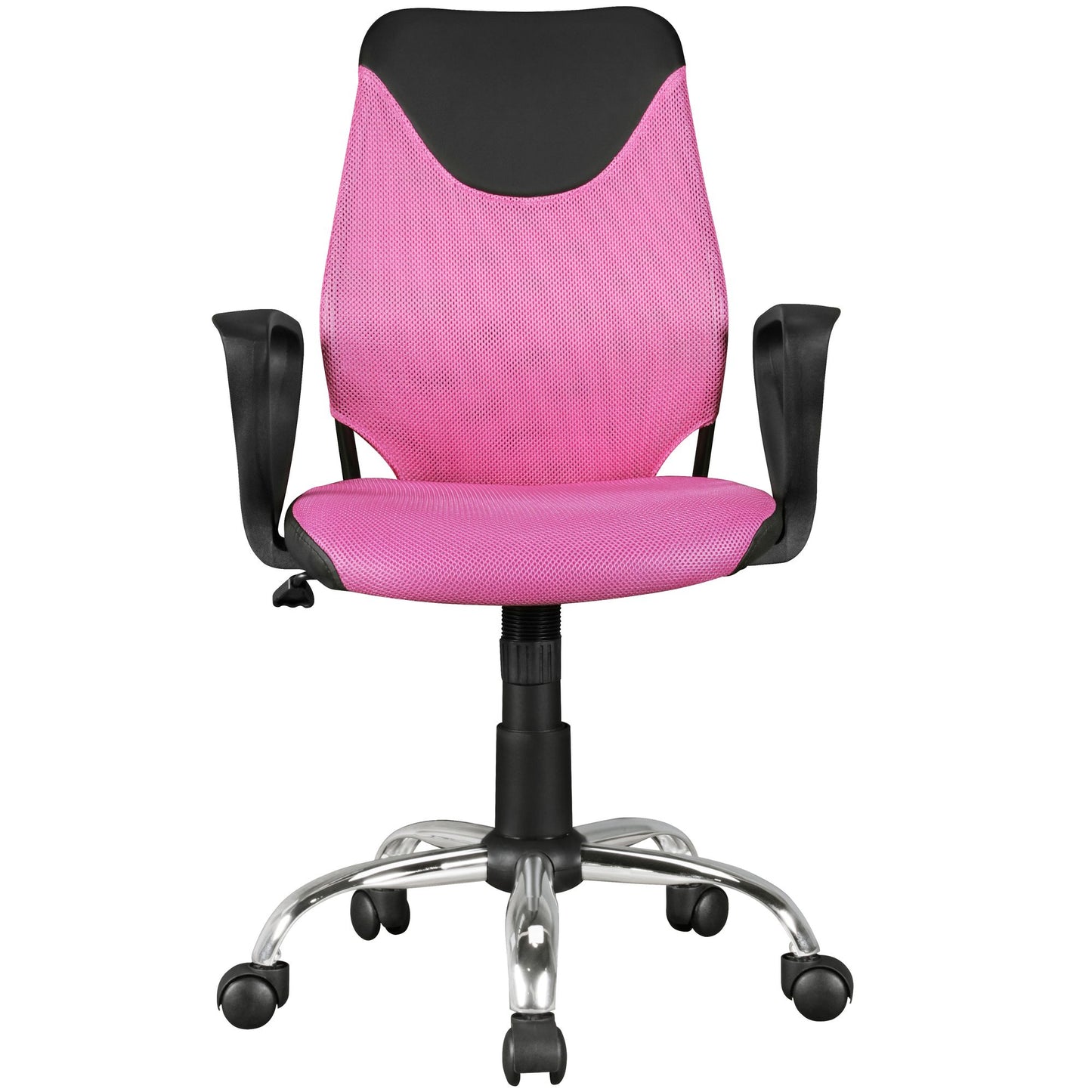 Kinder Schreibtischstuhl TERNI Schwarz Pink fuer Kinder ab 6 mit Lehne Kinder Drehstuhl Kinder Buerostuhl ergonomisch Jugendstuhl hoehenverstellbar