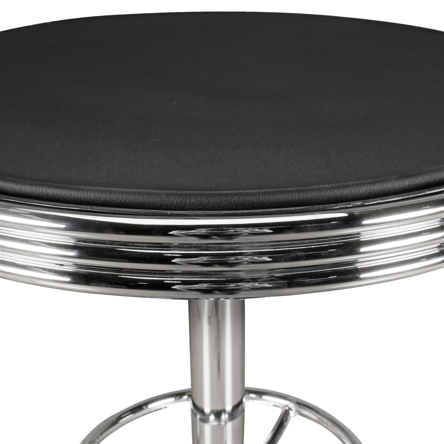 American Diner Bartisch rund Ø 60 cm Aluminium Kunstlederbezug Retro Stehtisch USA in Schwarz Silber Robuster Bistrotisch im Stil der 50er Jahre Partytisch mit Untergestell Alu