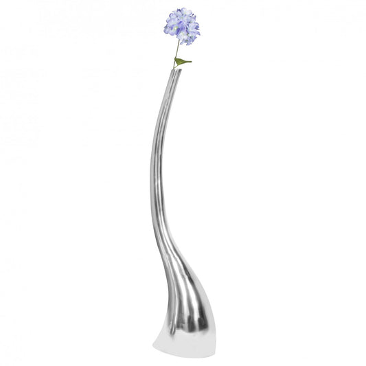 Deko Vase gross  mal L Aluminium modern mit 1 Öffnung in Silber Hohe Alu Blumenvase handgefertigt Grosse Dekovase fuer Blumen