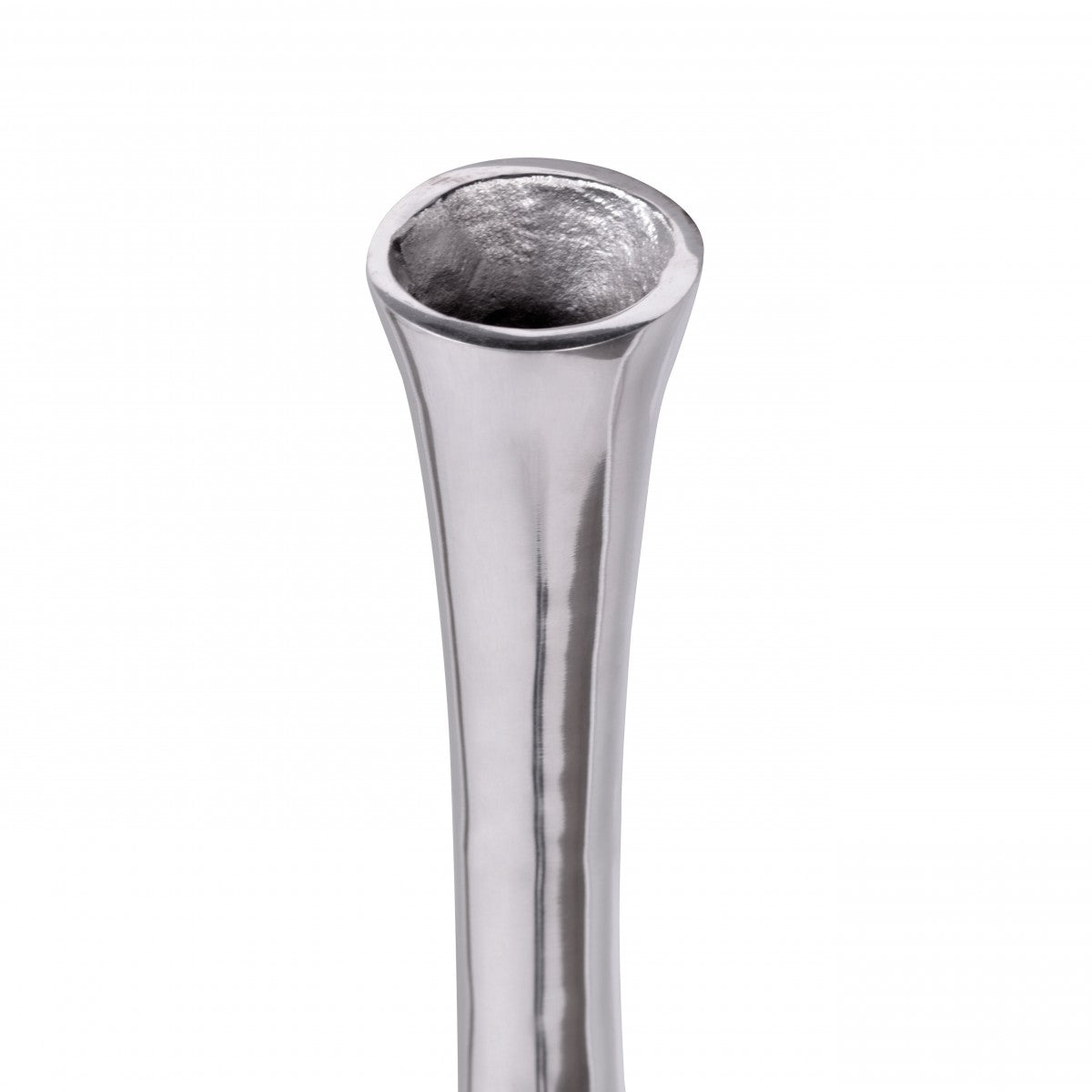 Deko Vase gross BOTTLE L Aluminium modern mit 1 Öffnung in Silber Hohe Alu Blumenvase handgefertigt Grosse Dekovase fuer Blumen