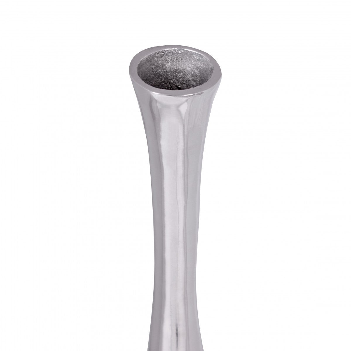 Deko Vase gross BOTTLE S Aluminium modern mit 1 Öffnung in Silber Hohe Alu Blumenvase handgefertigt Grosse Dekovase fuer Blumen