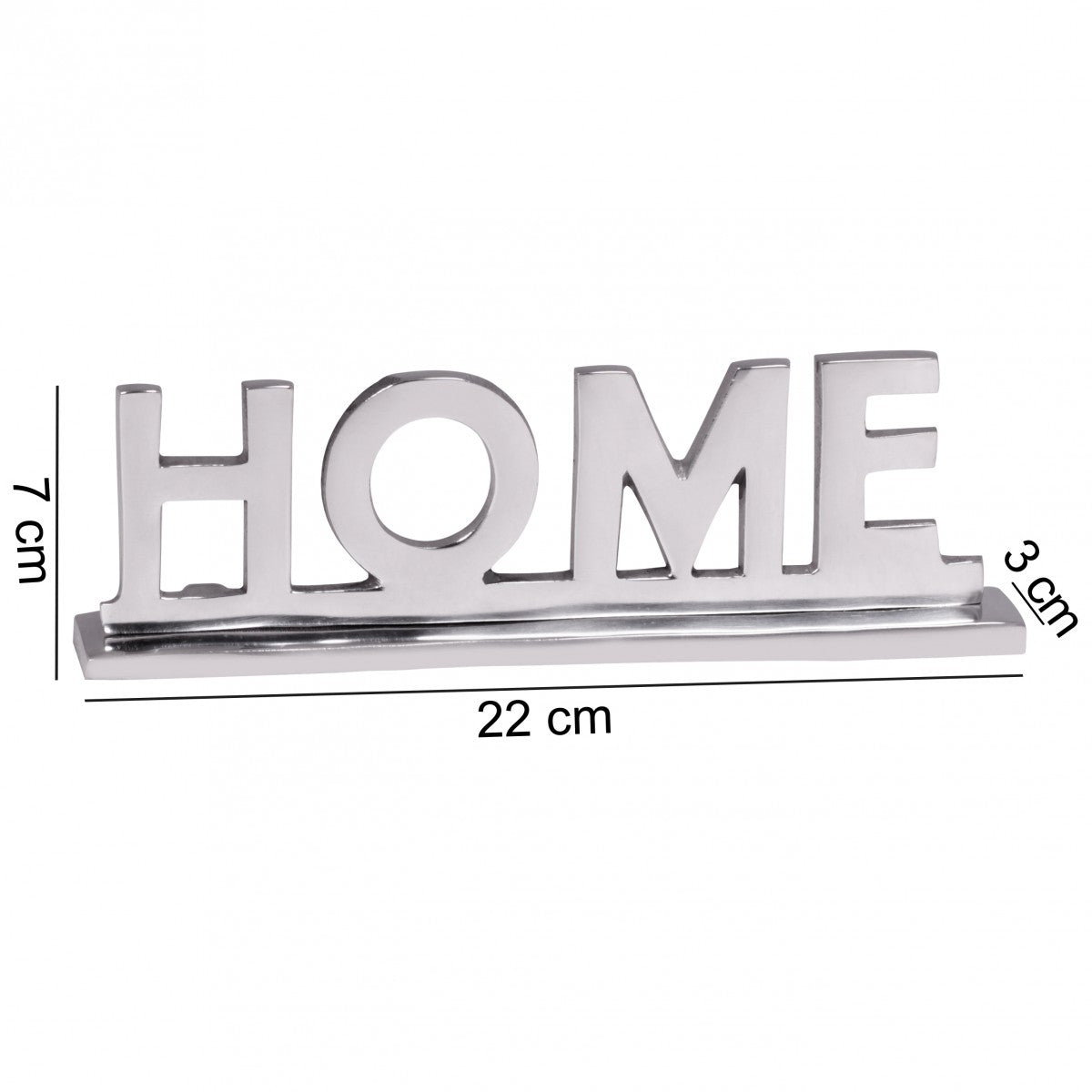 Home Deko Schriftzug Design Wohnzimmer Ess Tisch  Dekoration Wohnung Alu Aluminium Wohndeko Silber 22 cm