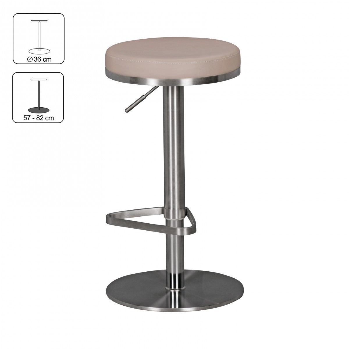 Barhocker WL1.942 Taube Edelstahl hoehenverstellbare Sitzhoehe 57   82 cm Barstuhl Modern 360° Drehbar Tresenhocker mit Standfuss Design Bistrohocker Hoch Tresenstuhl Sitz Gepolstert