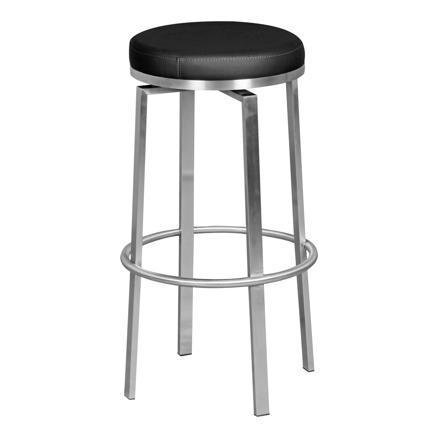 Barhocker WL1.947 Schwarz 42 mal 76 mal 42 cm Edelstahl Barstuhl 360° Drehbar Thekenhocker Barsitz Gepolstert Design Tresenstuhl Modern Bistrohocker Hoch Hoher Hocker fuer Bar