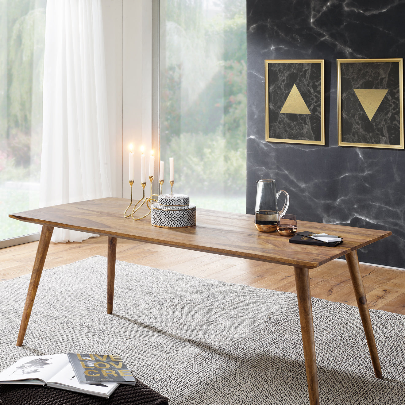 Esszimmertisch REPA 160 mal 80 mal 76 cm Sheesham rustikal Massiv Holz Design Landhaus Esstisch Tisch fuer Esszimmer gross 6   8 Personen