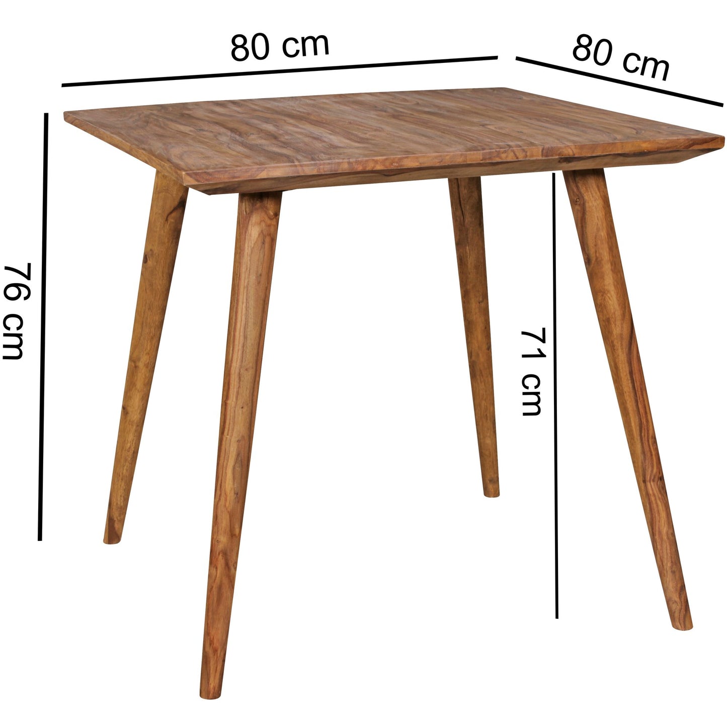 Esszimmertisch REPA 80 mal 80 mal 76 cm Sheesham rustikal Massiv Holz Design Landhaus Esstisch Tisch fuer Esszimmer quadratisch 4 Personen