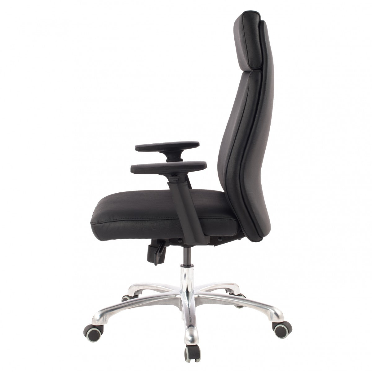 Buerostuhl PORTO Echt Leder Schwarz ergonomisch mit Kopfstuetze Design Chefsessel Schreibtischstuhl ergonomisch mit Wippfunktion Drehstuhl mit Armlehnen  mal   mal L 120 kg