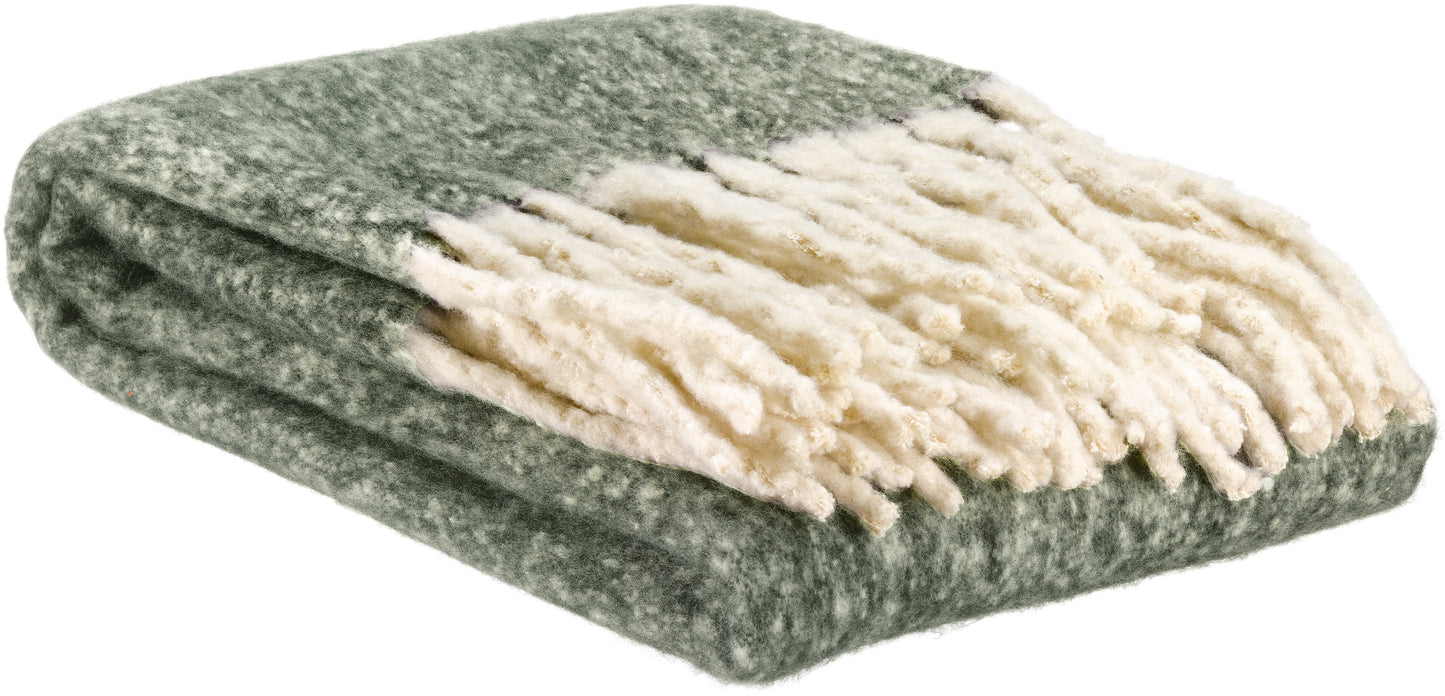 Recycelte einfarbige Decke Isabel Olive 130 X 160