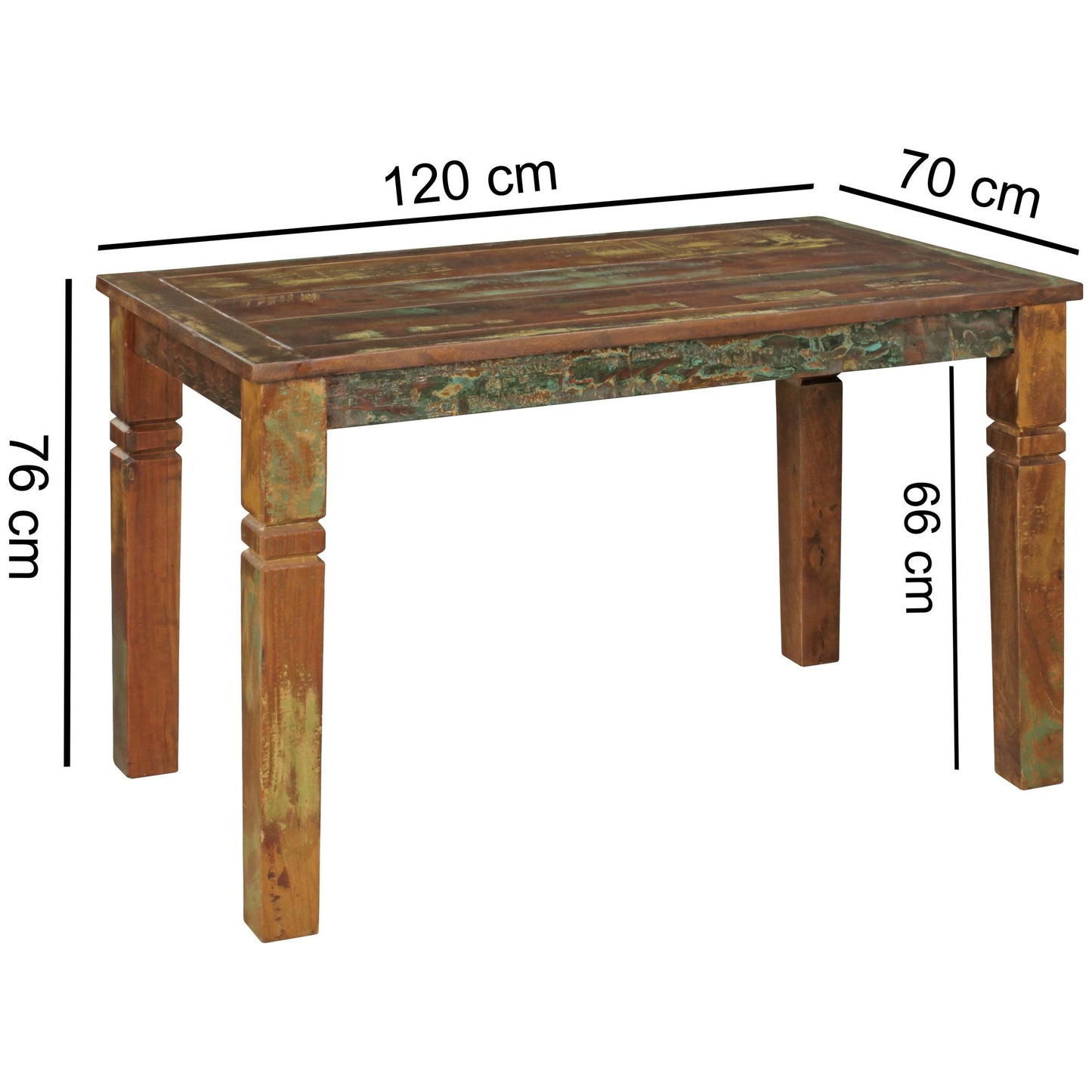 Esszimmertisch Kalkutta 120 mal 70 mal 76 cm Massivholz Esstisch fuer 4 6 Personen Kuechentisch Bootsholz Shabby Chic Tisch Esszimmer rechteckig