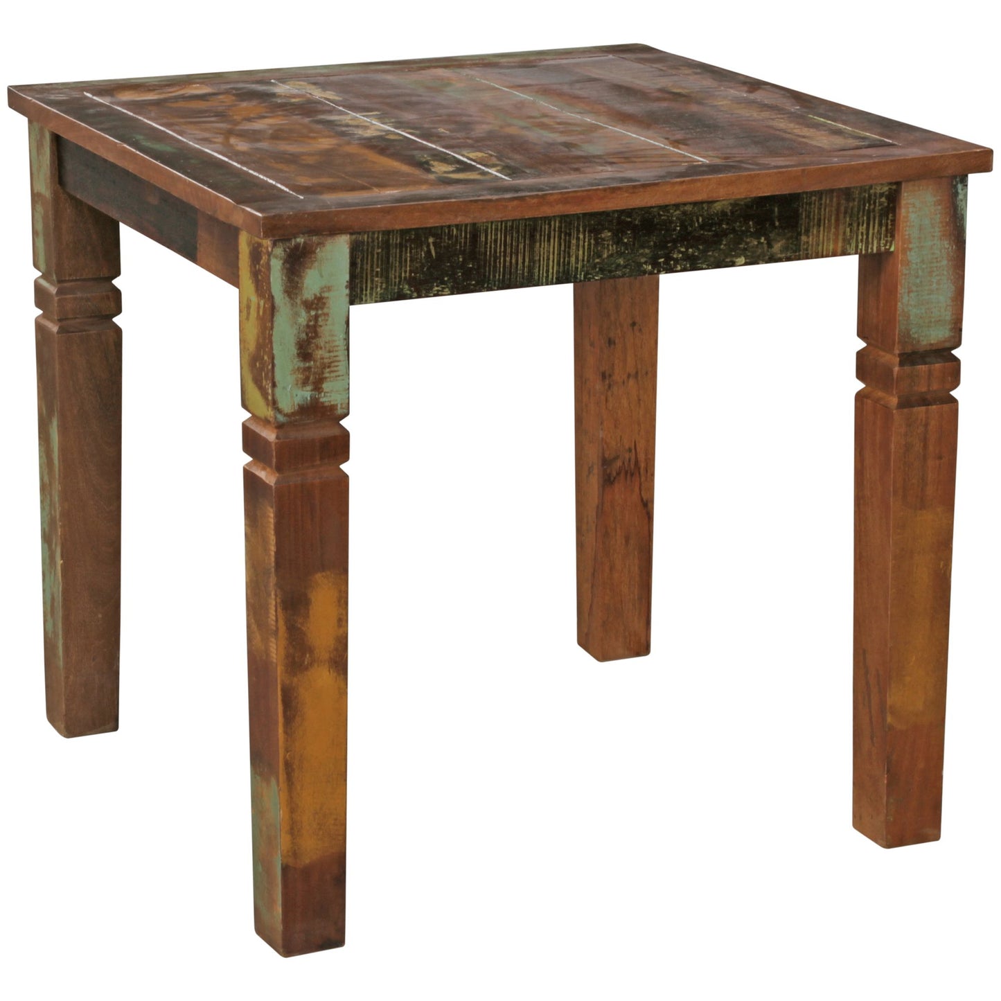 Esszimmertisch KALKUTTA 80 mal 80 mal 76 cm Mango Shabby Chic Massiv Holz Design Landhaus Esstisch Bootsholz Tisch fuer Esszimmer rechteckig Kuechentisch 4 Personen