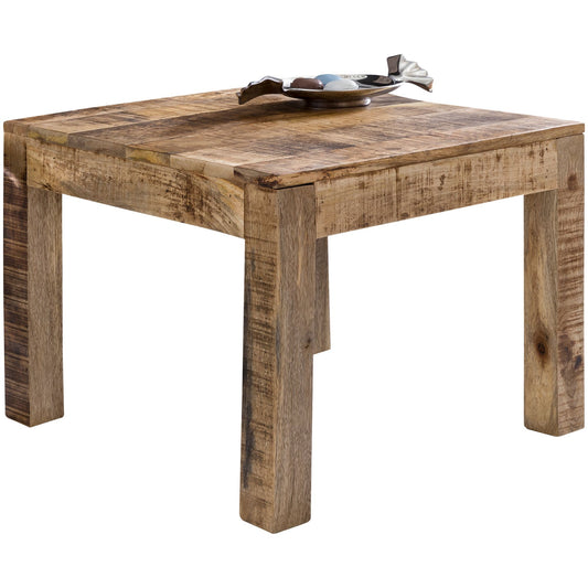 Couchtisch 60 mal 60 mal 47 cm Massiv Holz Mango Natur Landhaus Stil Wohnzimmertisch Rustikal Kaffeetisch Massivholztisch Wohnzimmer