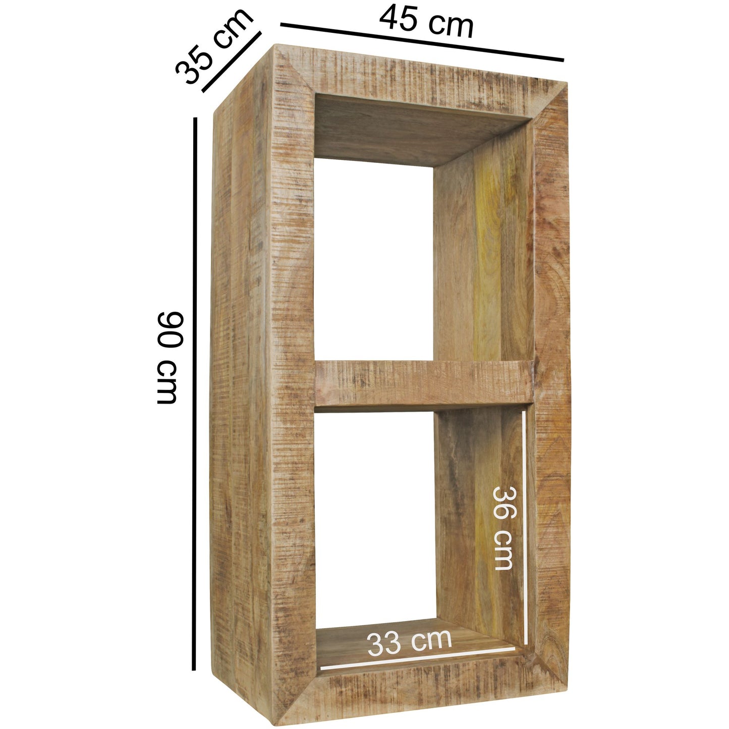 Standregal Massivholz Mango 90 mal 45 mal 35 cm 2 Boeden Design Holz Regal Natur Beistelltisch Landhaus Stil Kleines Buecherregal Holz Massiv