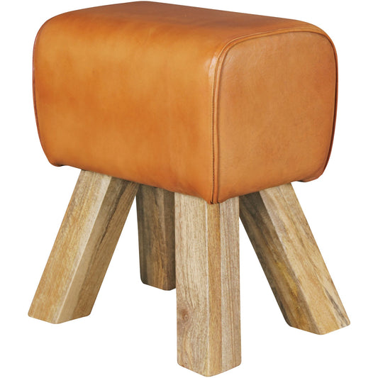 Design Turnbock Sitzhocker Braun 40 mal 30 mal 47 cm Turnhocker Hocker Lederhocker Springbock Beistellhocker Echtleder Fusshocker