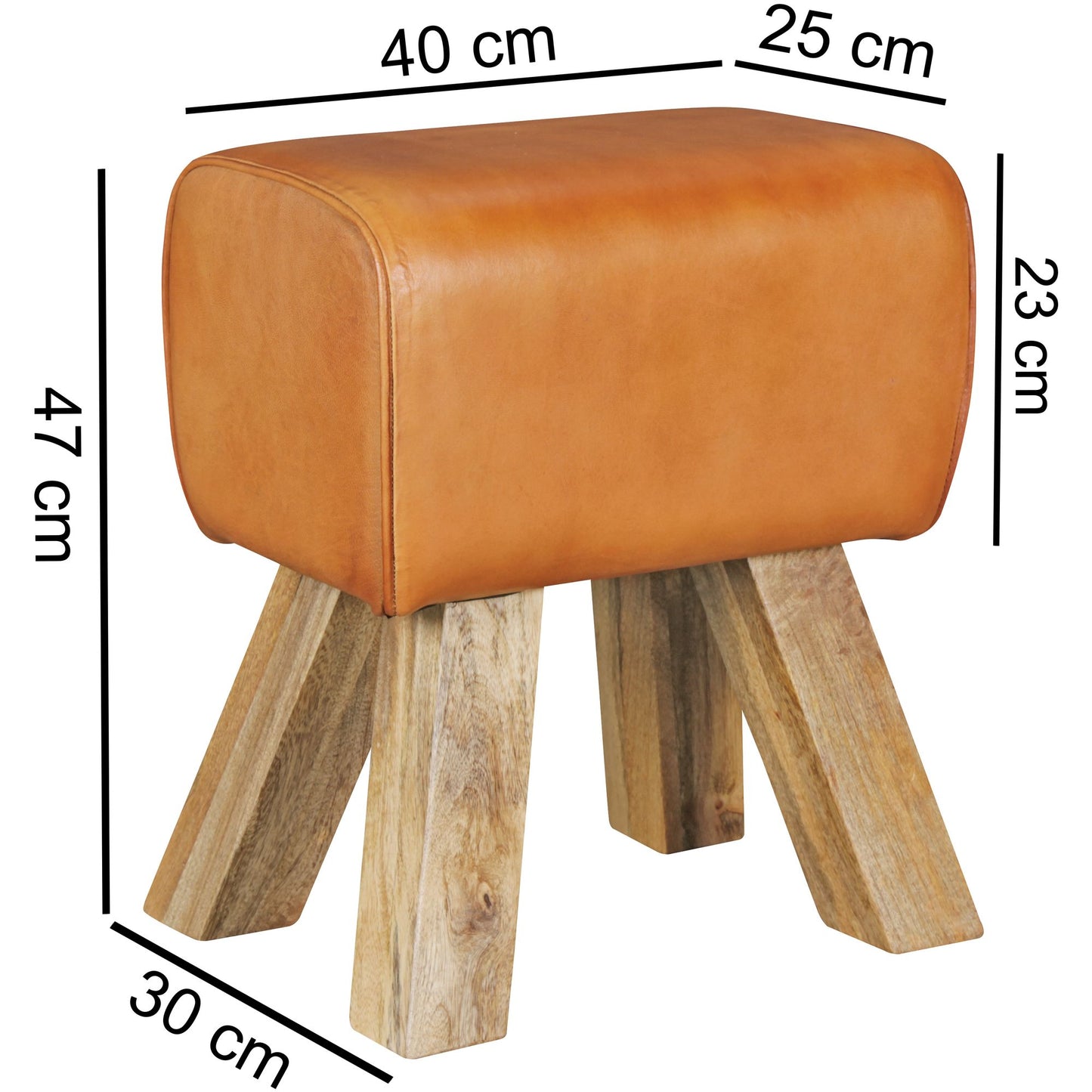 Design Turnbock Sitzhocker Braun 40 mal 30 mal 47 cm Turnhocker Hocker Lederhocker Springbock Beistellhocker Echtleder Fusshocker