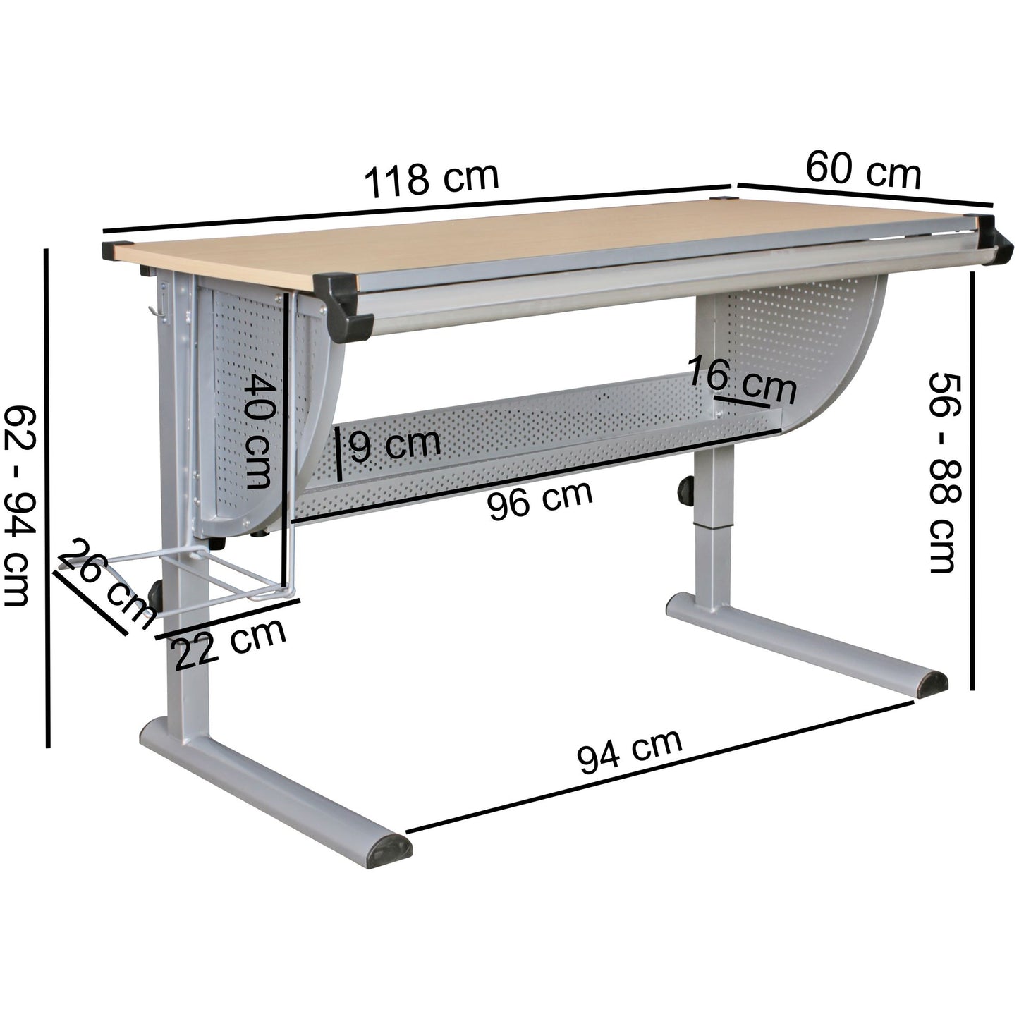 Design Kinderschreibtisch Holz 120 mal 60 cm Buche Maedchen Schuelerschreibtisch neigungs verstellbar Schreibtisch Kinder hoehenverstellbar