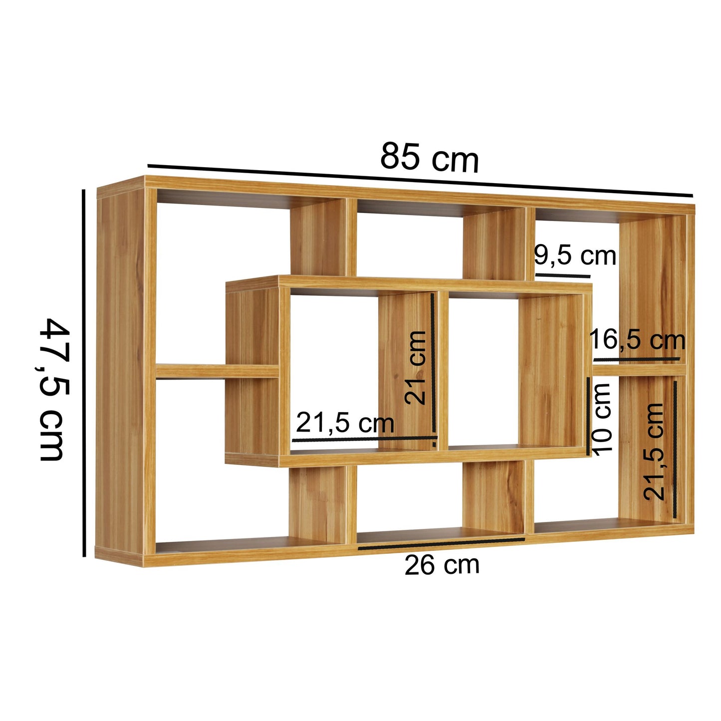 Wandregal PAOLA buche 85 mal 47 5 mal 16 cm MDF Holz Haengeregal modern Design Wandboard freischwebend Holzregal offen zum Haengen