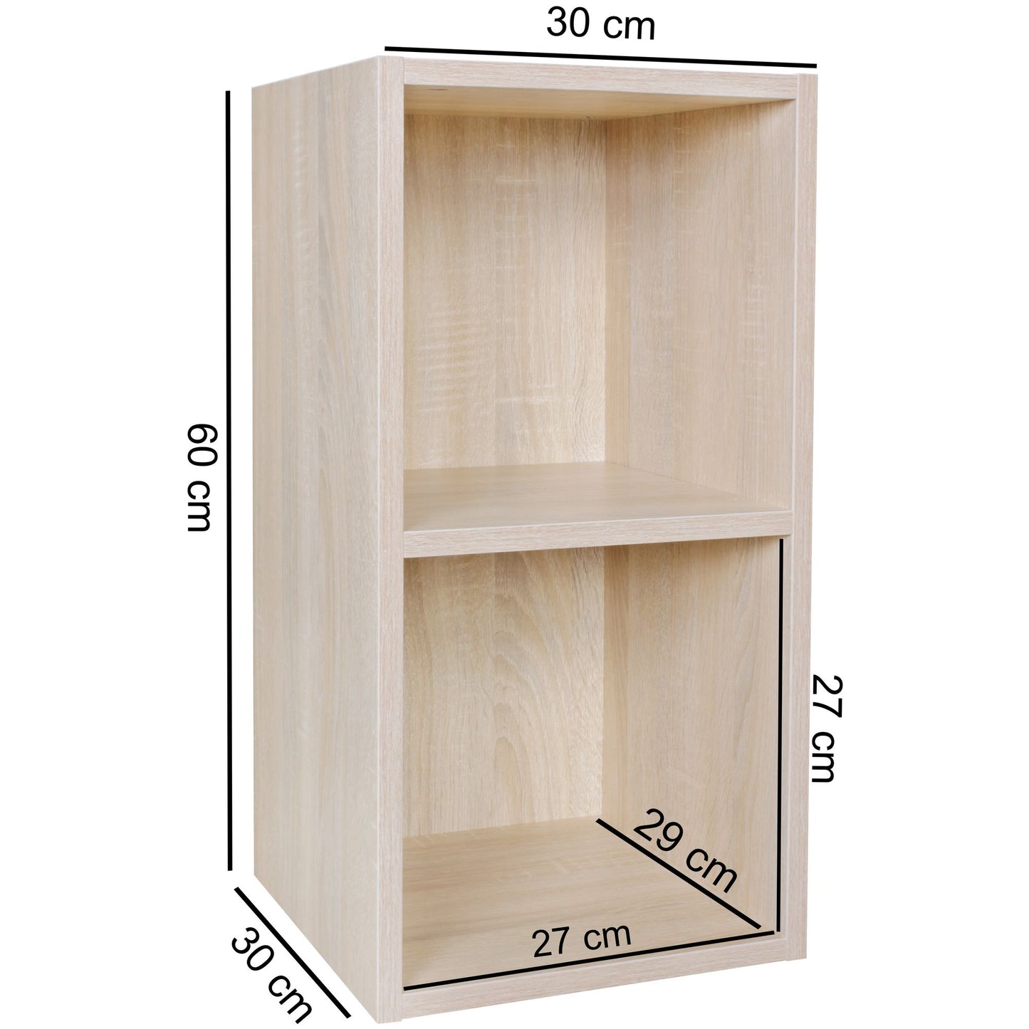 Standregal WL5.176 Holz 30 mal 60 mal 30 cm Modern Sonoma Regal Klein Wandregal Ablageregal Schmal Kleines Buecherregal 2 Ablagefaecher Schmales Design Holzregal Nischenregal