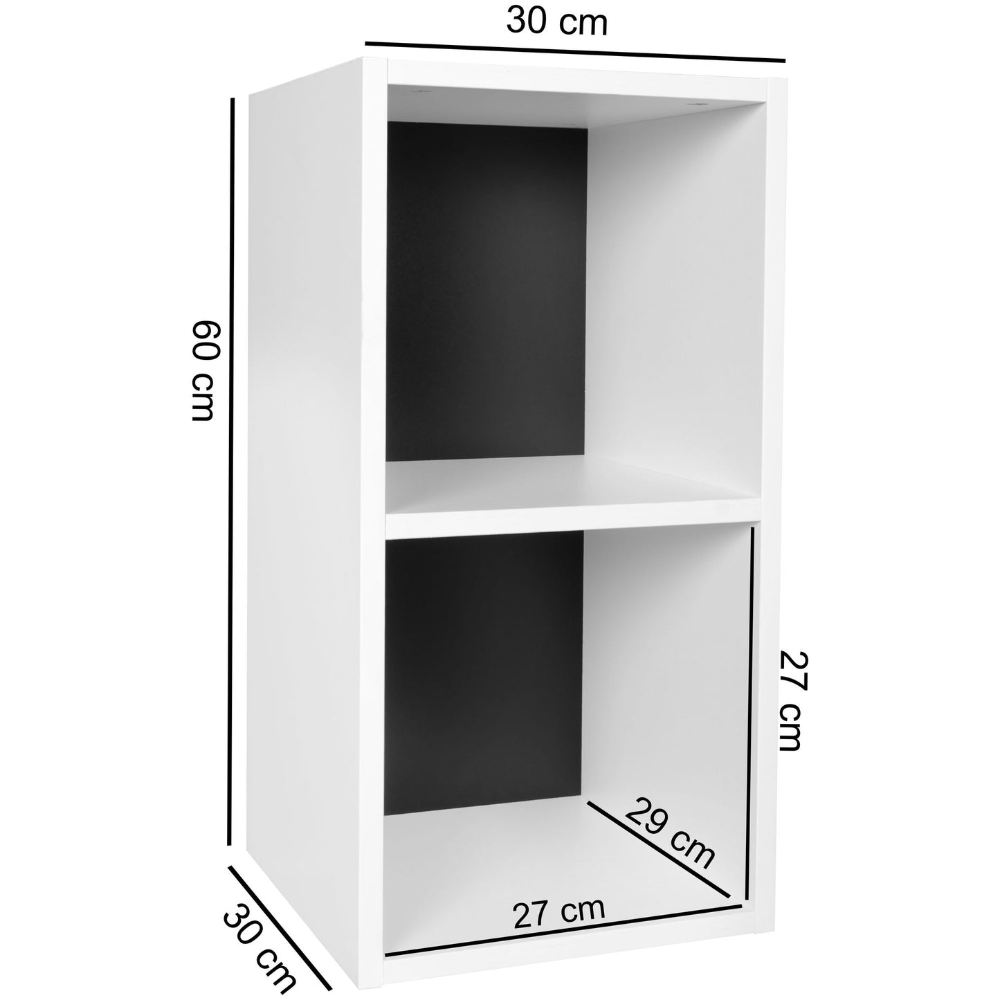 Standregal WL5.178 Holz 30 mal 60 mal 30 cm Modern Weiss Schwarz Regal Klein Wandregal Ablageregal Schmal Kleines Buecherregal 2 Ablagefaecher Schmales Design Holzregal Nischenregal