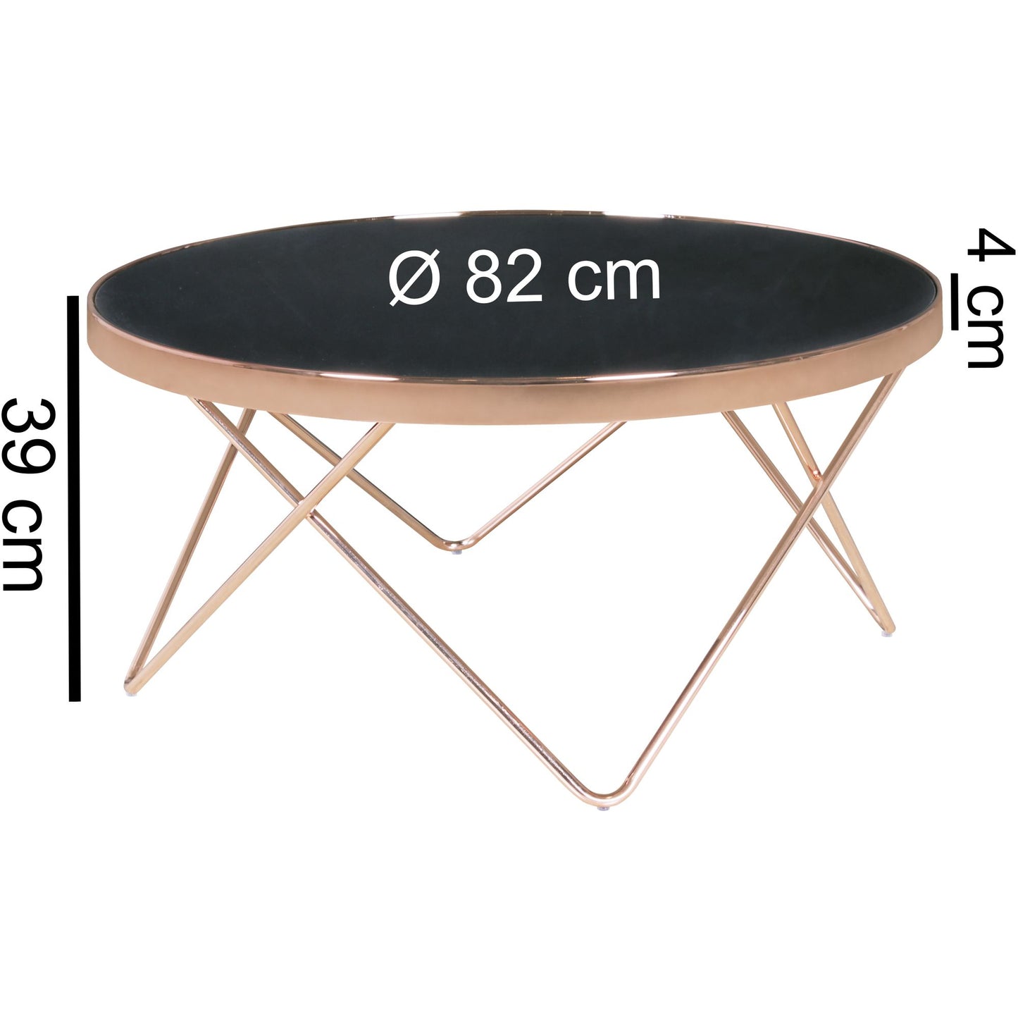 Couchtisch WL5.248 Glas ø 82 cm Metall Wohnzimmertisch Modern Glastisch Rund Sofatisch Wohnzimmer Schwarz Moderner Coffee Table mit Glasplatte Kleiner Runder Design Kaffeetisch