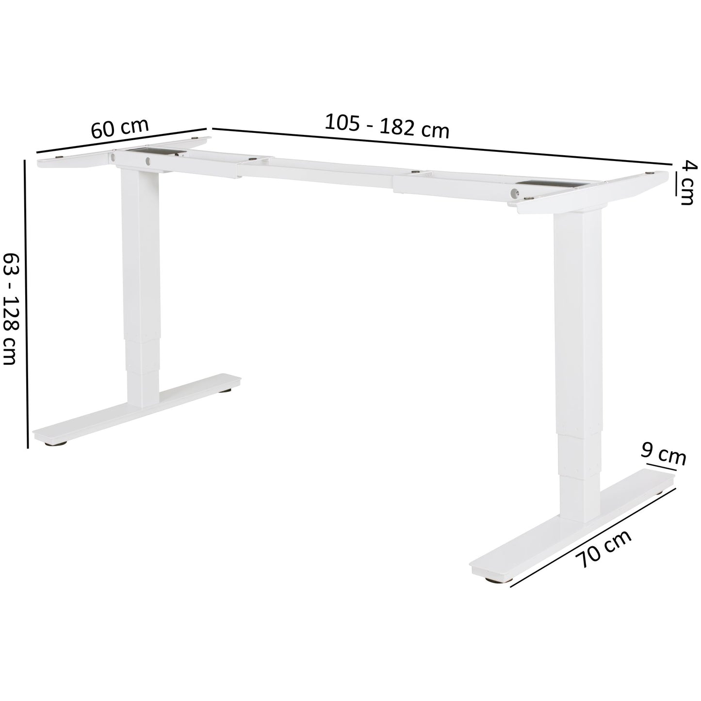 elektrisch hoehenverstellbares Tischgestell weiss Gestell mit Memory Funktion Schreibtischgestell stufenlos hoehenverstellbar von 63   128 cm