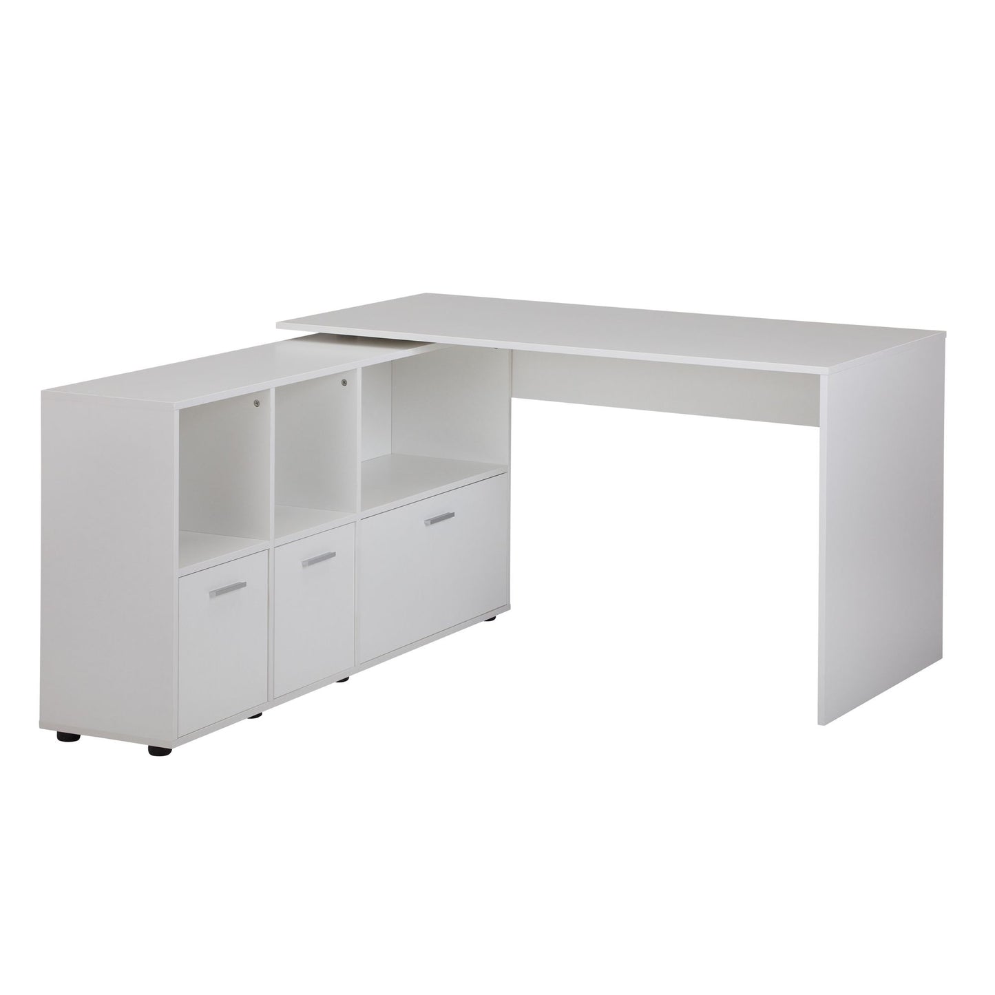 Schreibtischkombination 136 mal 75 5 mal 155 5 cm Weiss Schreibtisch mit Sideboard Winkelschreibtisch Home Office Tisch Buero Modern