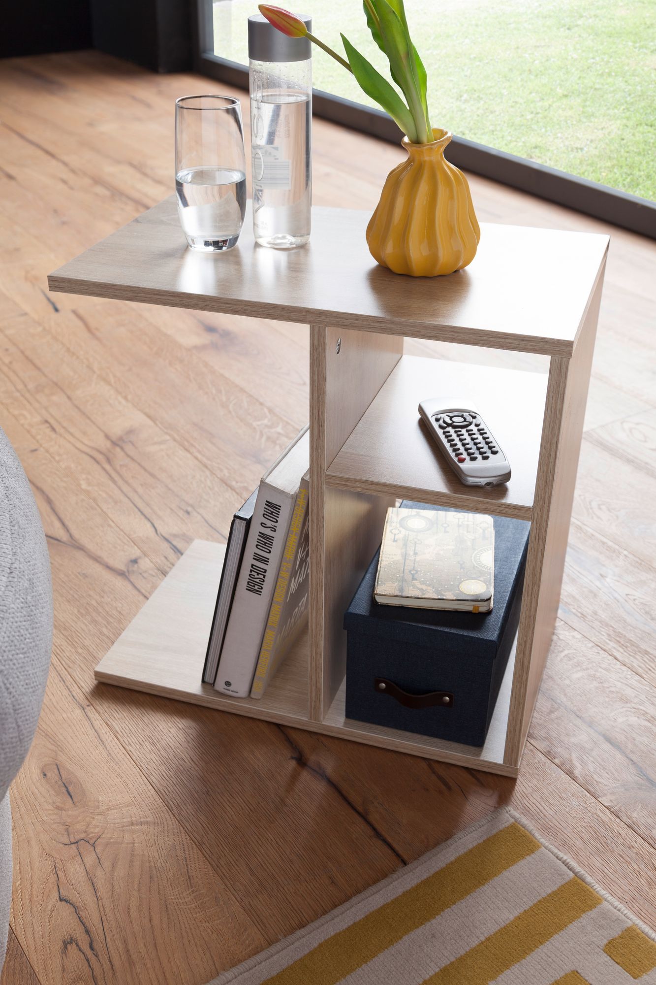 Beistelltisch 50 mal 50 mal 30 cm Holz Sonoma Design Anstelltisch Sofa Couchtisch klein modern Kleiner Wohnzimmertisch eckig Sofatisch Ablagetisch hoch Schmaler Tisch Wohnzimmer