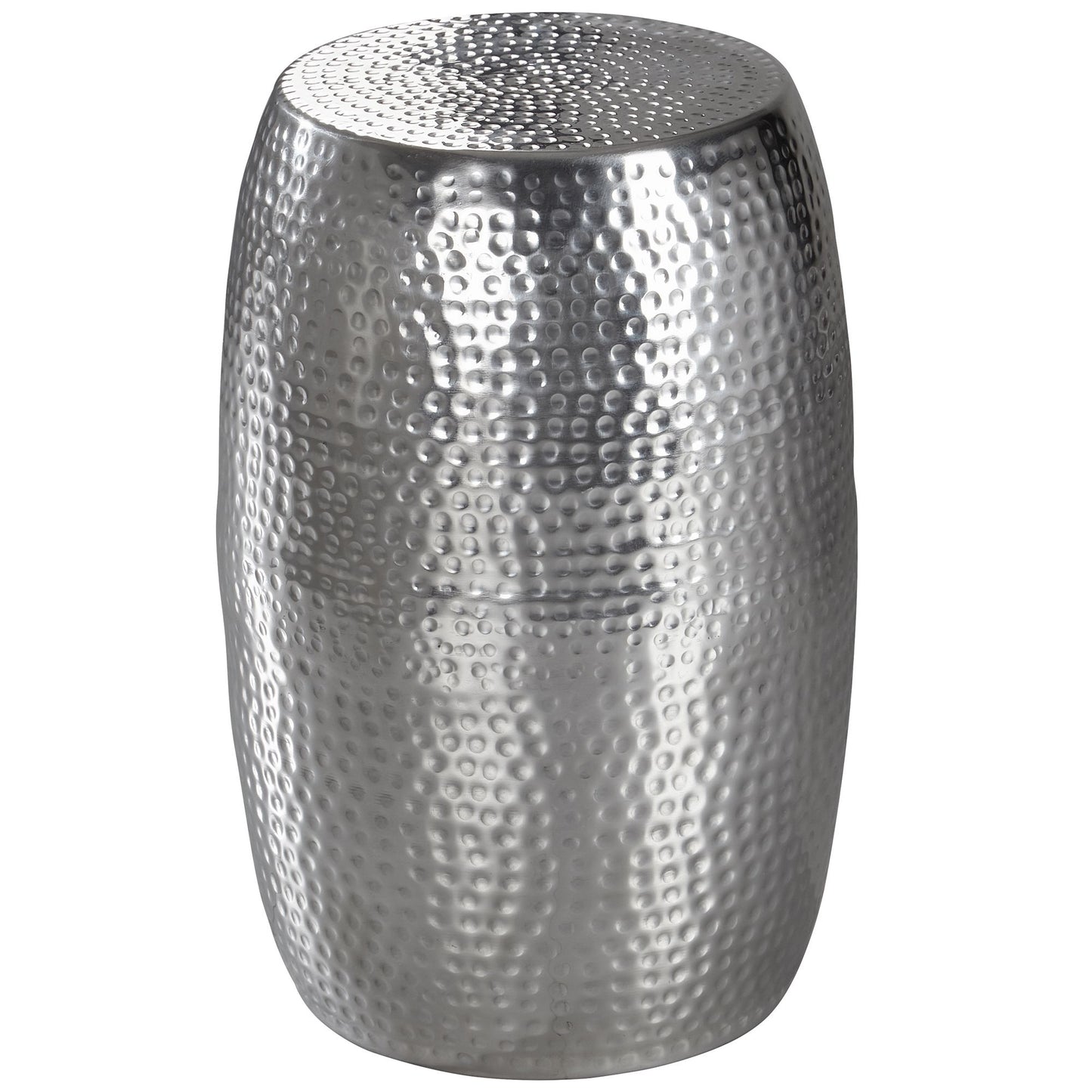 Beistelltisch 30 mal 49 5 mal 30cm Aluminium Silber Dekotisch orientalisch rund Kleiner Hammerschlag Abstelltisch Designer Ablagetisch Metall modern Anstelltisch schmal