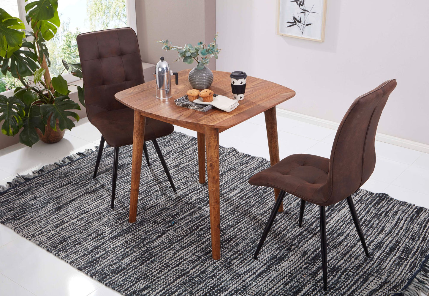 Esszimmertisch WL5.571 Sheesham 80 mal 78 mal 80 cm Massivholz Tisch Designer Kuechentisch Holz Massivher Holztisch Rustikal Speisetisch Massives Echt Holz Modern