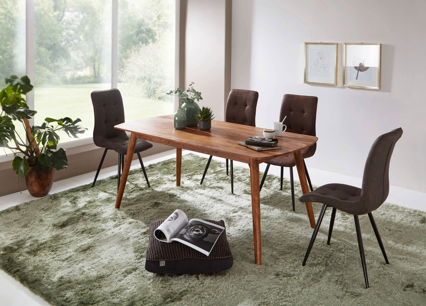 Esszimmertisch WL5.572 Holz 120 mal 77 mal 60 cm Sheesham Massivholz Tisch Designer Kuechentisch Holz Massiver Holztisch Rustikal Speisetisch Massives Echt Holz Modern Grosser Esstisch