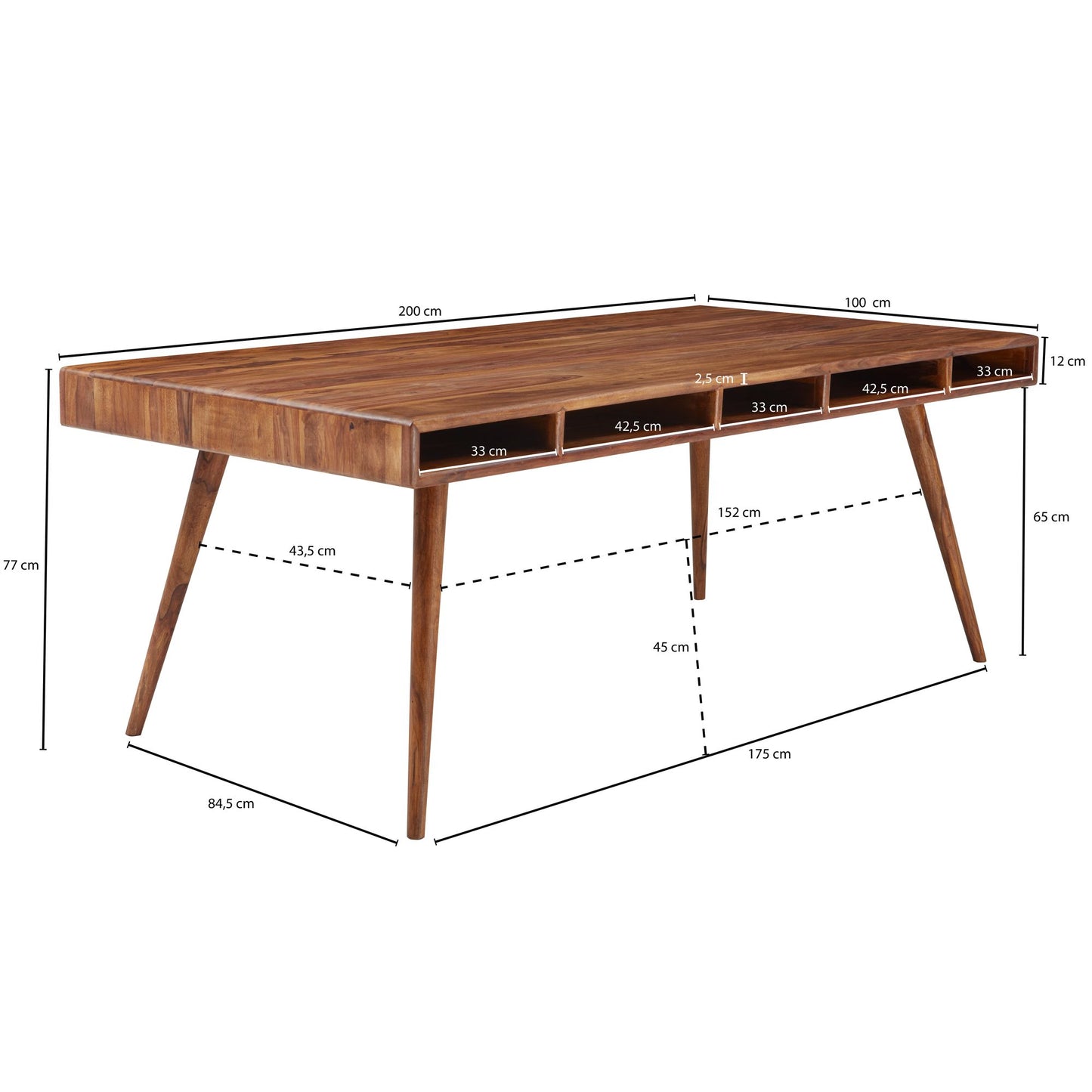 Esszimmertisch WL5.586 Sheesham 200 mal 77 mal 100 cm Massivholz Tisch Designer Kuechentisch Holz Massivher Holztisch Rustikal Speisetisch Massives Echt Holz Modern