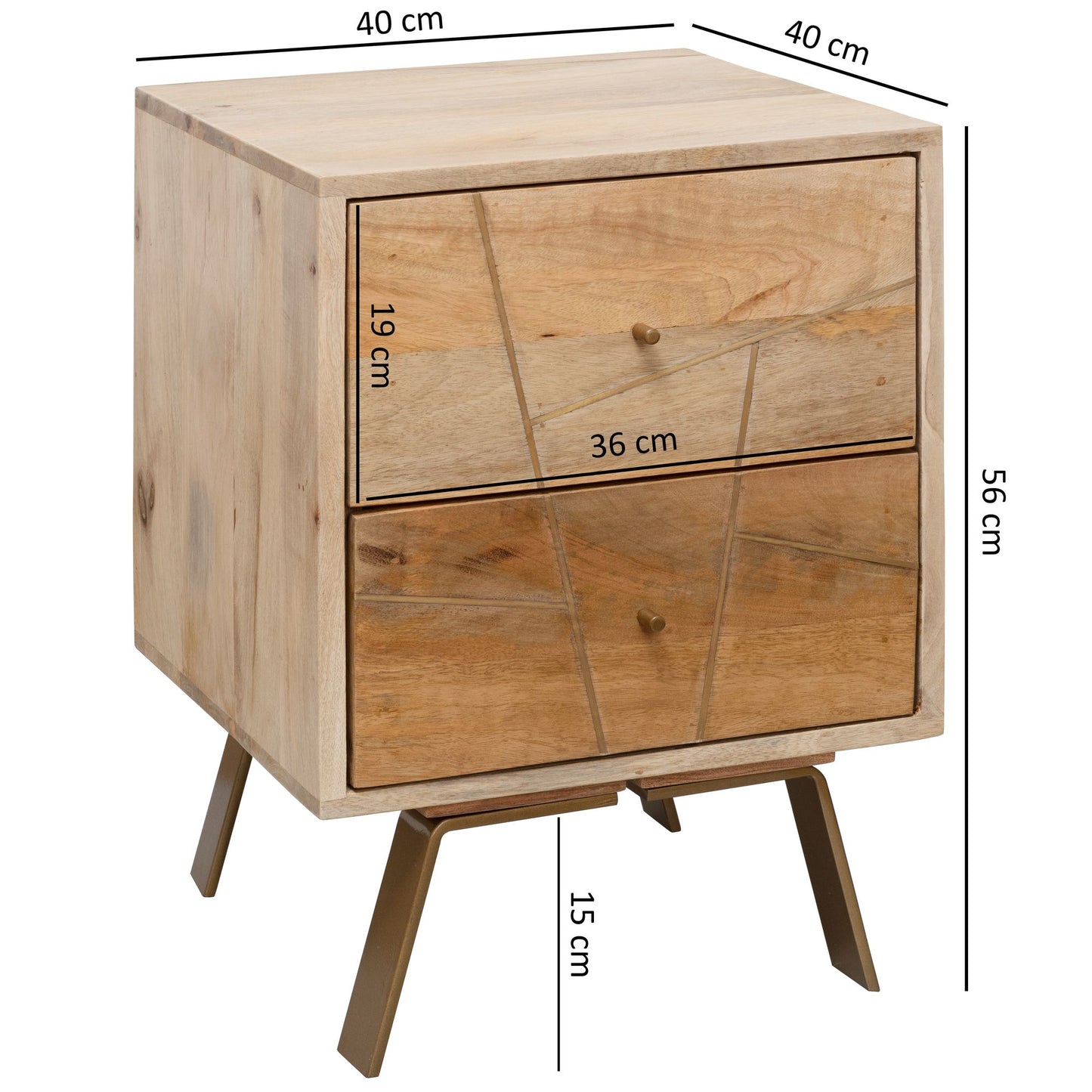 Nachtkonsole SIKAR 40 mal 56 mal 40cm Mango Massivholz Nachtschrank Hoch Landhaus Nachtkommode Bo mal springbett Nachttisch Schubladen Nachtkaestchen Nachttischschrank Holz Beistelltisch Massiv