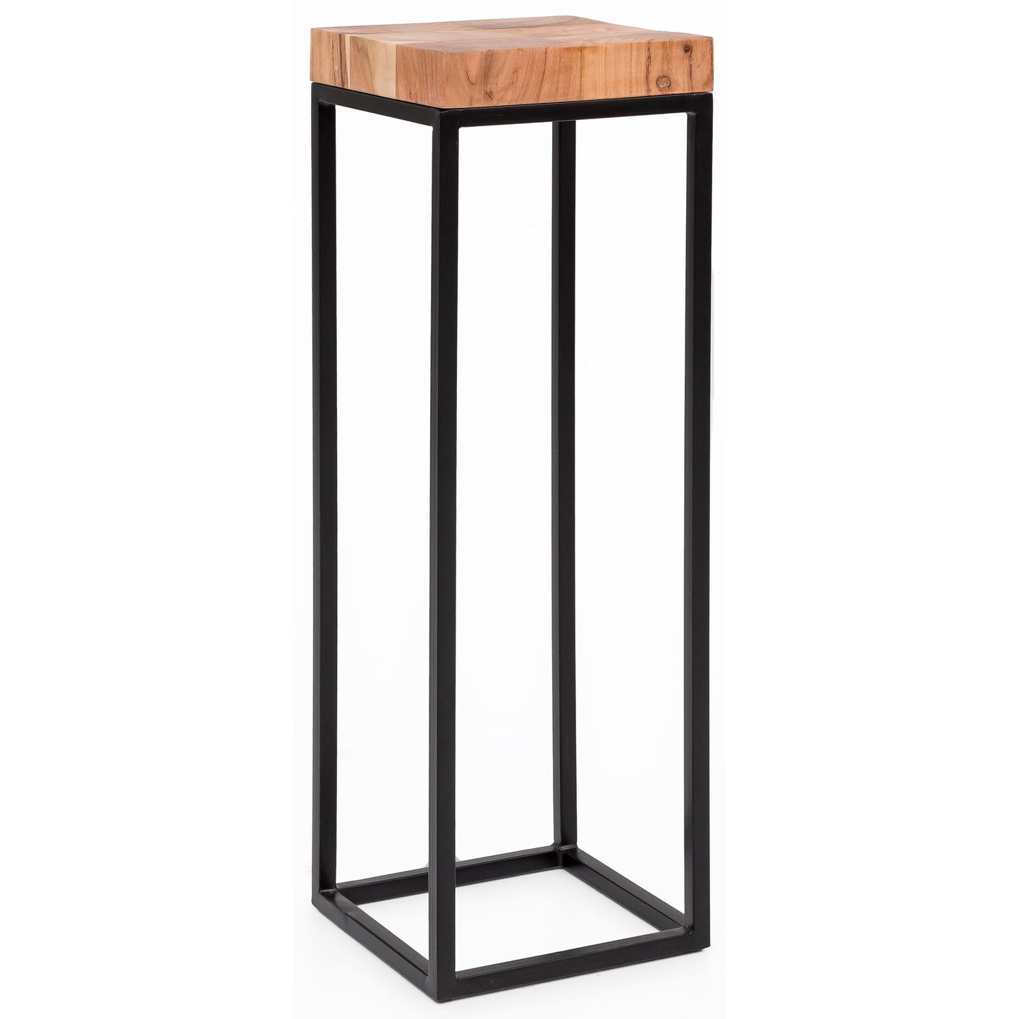 Beistelltisch 30 mal 97 mal 30 cm WL5.654 Akazie Metall Anstelltisch Hoch Industrial Style Tischchen Wohnzimmer Holztisch mit Metallbeinen Abstelltisch Blumentisch Naturholz Dekotisch