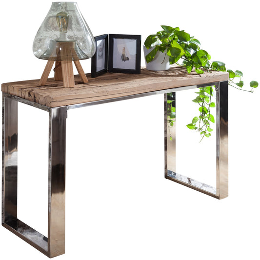 Konsolentisch 115 mal 76 mal 46 cm Massiv Holz Akazie Natur Konsole rustikal Wohnzimmer Anrichte Flur Schmal Schminktisch Industrial Style Echtholz