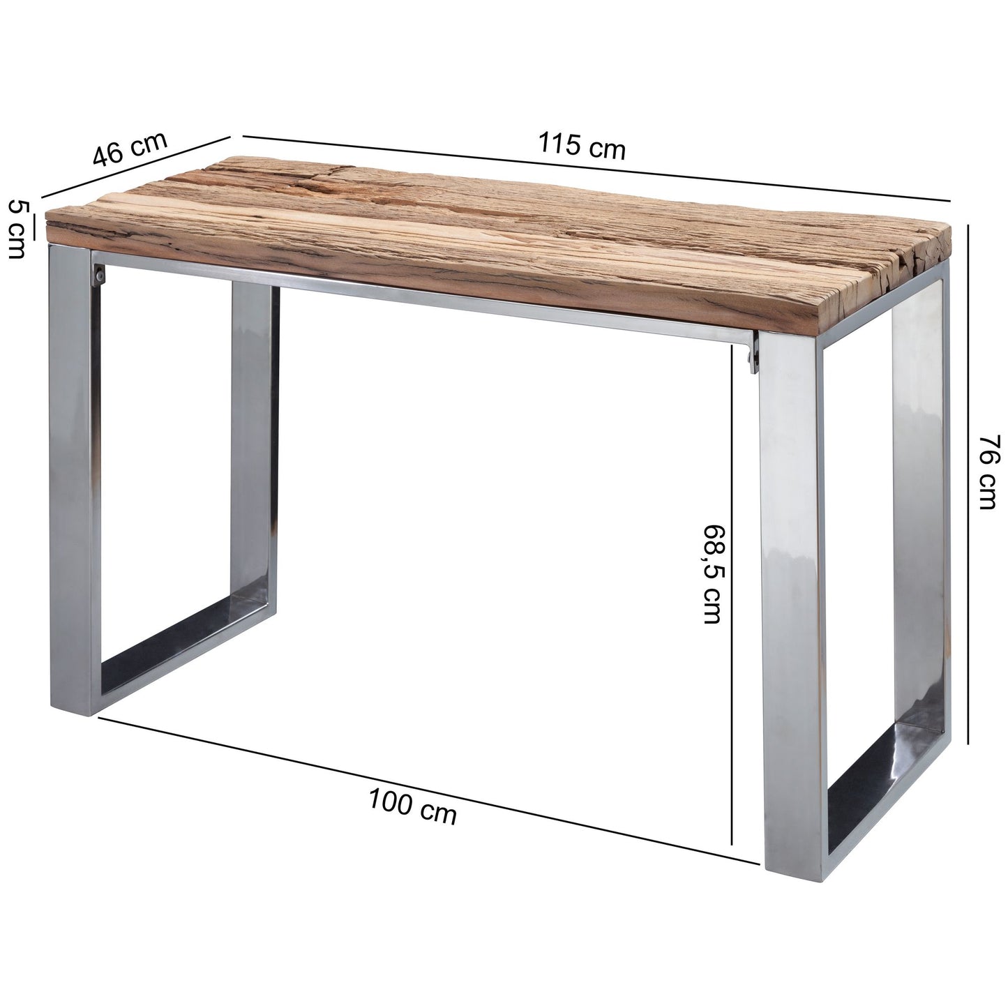 Konsolentisch 115 mal 76 mal 46 cm Massiv Holz Akazie Natur Konsole rustikal Wohnzimmer Anrichte Flur Schmal Schminktisch Industrial Style Echtholz